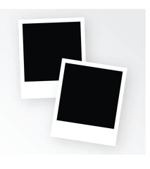 Two blank polaroid style photo frames with black void in the middle, perfect for adding your own imagery. This image is a simple yet classic template.
