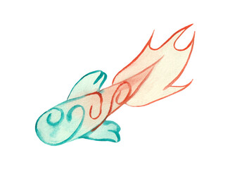 Watercolor Koi carp fish isolated on white background. Watercolor design element.
