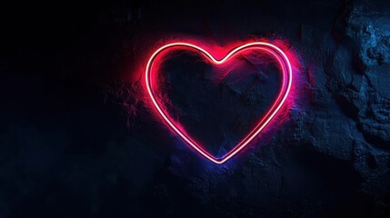 Neon sign in the shape of a heart. the heart is made up of a series of curved lines that form a heart shape.