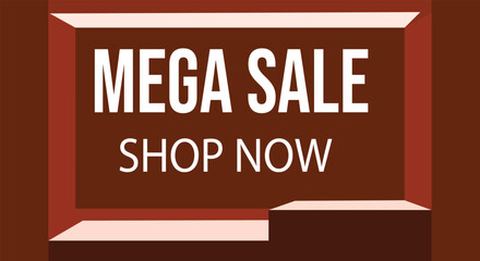 Mega Sale Brown Banner – Shop Now Promotional Label Design