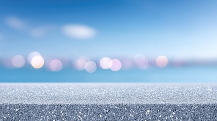 Silver Sparkle Background with Fine Glitter and Blue Sky