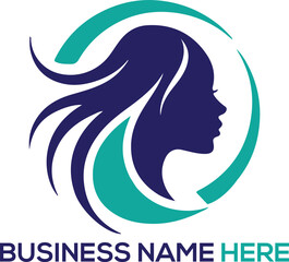 Natural beauty woman long hair Elegant artistic Lady Silhouette with Rose flower and Leaf Design minimalist Vector Illustration eco friendly beauty Women beauty salon spa hair minimalist logo design