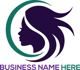 Natural beauty woman long hair Elegant artistic Lady Silhouette with Rose flower and Leaf Design minimalist Vector Illustration eco friendly beauty Women beauty salon spa hair minimalist logo design