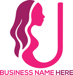  U Letter Beauty Women Face vector Logo Design