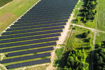 Aerial view of solar panel installation