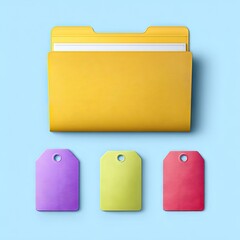 Simple Stationery Kit with File Folder and Colorful Labels