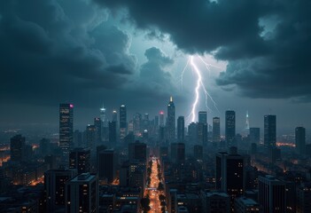 dramatic storm clouds towering over urban skyline illustrating impending weather event urban landscape, city, thunder, darkness, overcast, building