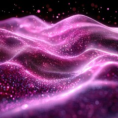 Pink and Purple Glowing Particle Wave Abstract Background