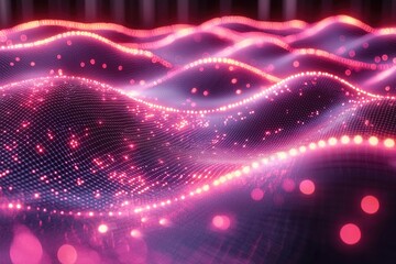 Pink And Purple Particle Landscape Of Tech Grid Connection