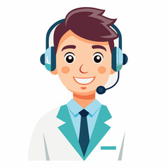 Friendly male physician smiling in white coat with stethoscope for medical concept design