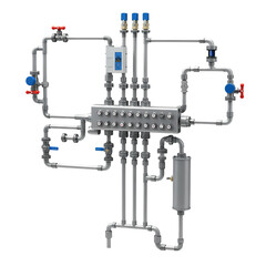 Industrial Piping System: Detailed Diagram of a Complex Manifold