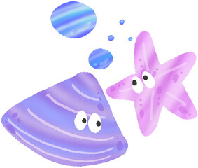 귀여운 조개 일러스트