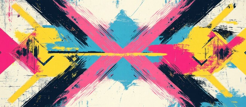 Fototapeta Abstract art with bold, intersecting, colorful brushstrokes