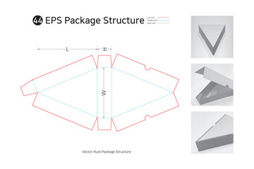 P1_44. It can be used as an assembly box for sliced pizza, clothing, and gift wrapping. package Dieline. Box structure.  
