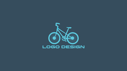 Fototapeta premium Minimalist bicycle logo design in blue line art, ideal for bike shops, delivery services, cycling brands, or eco-friendly transportation startups