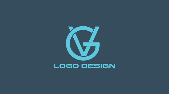 Circular GV Monogram Logo in Blue &ndash; Sleek, Minimalist Branding for Fashion, Design, or Tech Startups