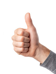 Thumbs Up Hand Gesture Isolated on White Background