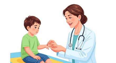 Obraz premium Doctor Examines Child Hand Injury Illustration