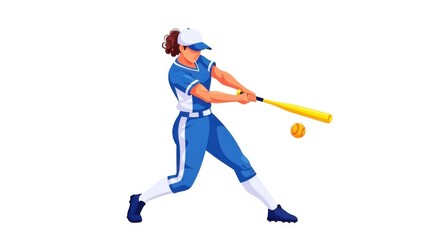 Obraz premium Softball Player Hitting Ball