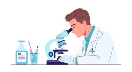 Scientist Using a Microscope