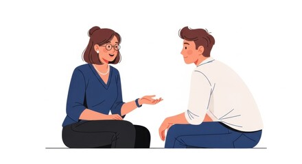 Fototapeta premium Woman Talking to Man Illustration