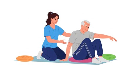 Elderly Man with Physical Therapist Assistance