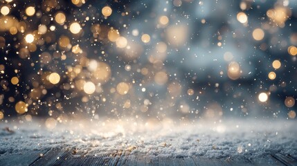 A mesmerizing display of soft, shimmering bokeh lights creating a magical atmosphere in a winter setting.