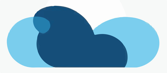 A simple vector image featuring two overlapping blue cloud shapes, one lighter and one darker, creating a sense of depth, set against a light background.