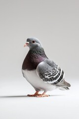 Fototapeta premium A pigeon wearing a suit, isolate on white background, blending formality and whimsy.