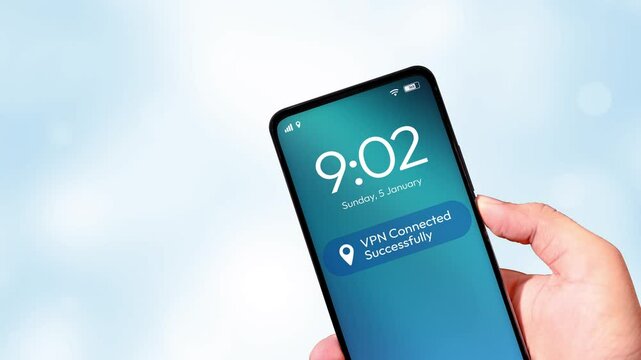 VPN Connected Successfully notification on the mobile phone screen 4k animation