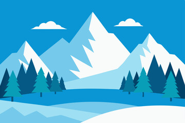 Serene Winter Mountain Landscape Majestic Peaks and Snowy Pines