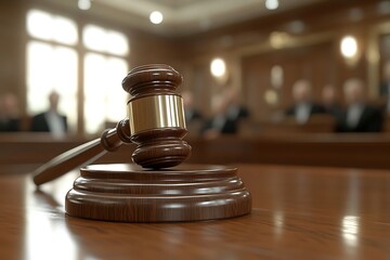 Judges gavel with courtroom, and justice. (5)