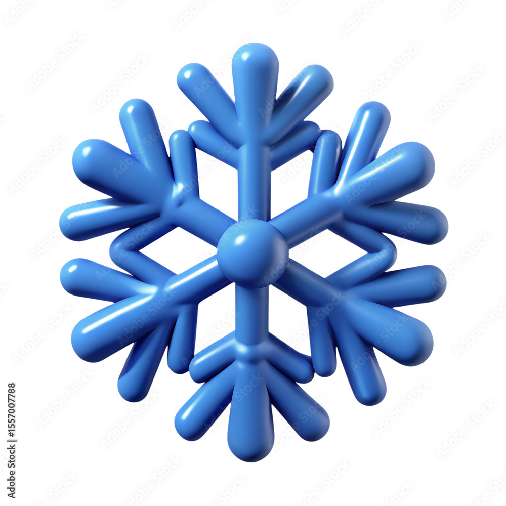 Fototapete blue snowflake icon 3d rendering isolated on white background