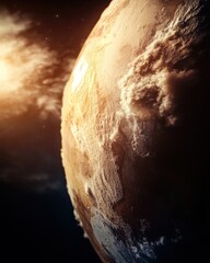 Naklejka premium A stunning view of a distant planet in space.