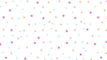 Colorful star pattern on white background. Seamless cute design for kids, baby products, party decorations, fabric, wrapping paper, and playful digital projects.