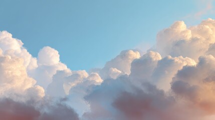 Fototapeta premium A serene view of fluffy clouds in a clear blue sky, evoking peace and tranquility, perfect for nature lovers.