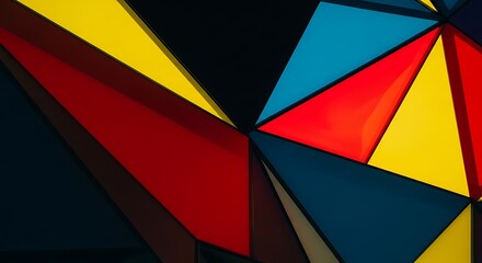 Geometric Abstraction Vivid Triangular Mosaic of Light and Color, Creates a Modern Abstract Artwork