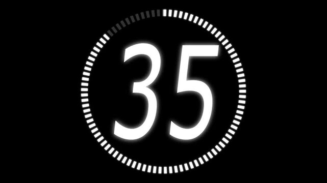 Minimal countdown timer animation from 40 to 0 seconds. 40 second countdown timer ideal for stylish clocks, websites, event promotions, and cinematic projects. round circle 40 seconds countdown