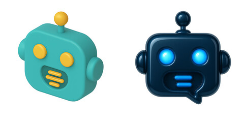 3D Talking Robot Face Icon AI Chatbot with Speech Symbol