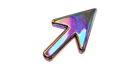 Colorful Iridescent Arrow Icon. Symbolizes Direction And Navigation In Digital Design Isolated On Transparent Background