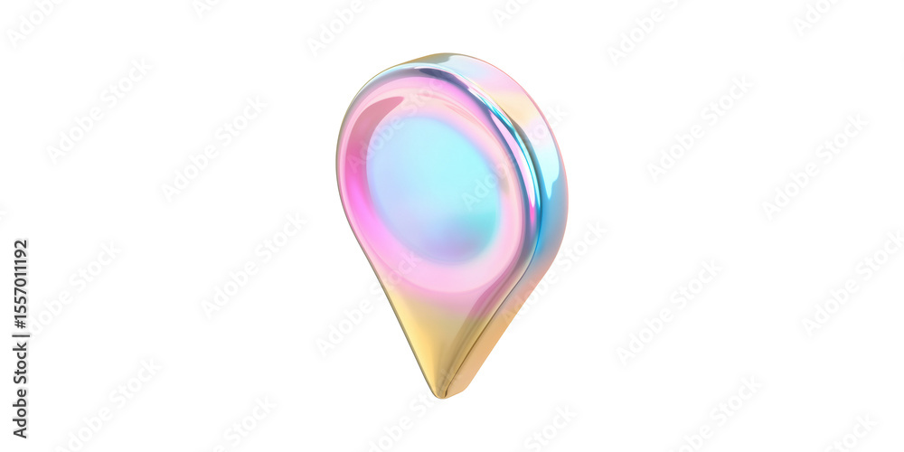 Poster iridescent 3d map pin icon. location and navigation symbol isolated on transparent background