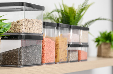 Bulk food products stored in airtight plastic containers