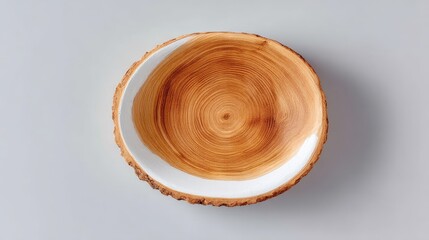 Rustic Brown and White Textured Ceramic Bowl on a Light Gray Background