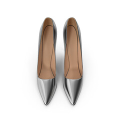 Silver High Heels, Elegant PointedToe Pumps on transparent background png