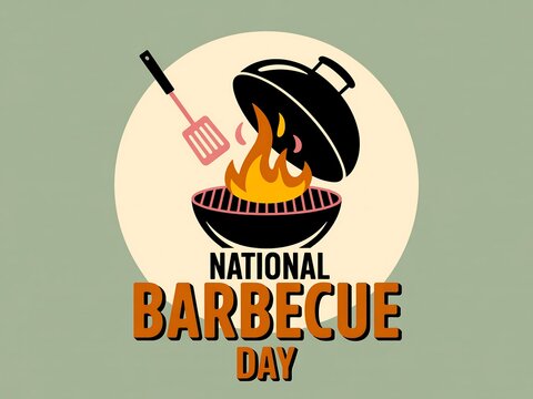 Celebrate national barbecue day with a classic grill and spatula illustration