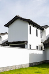 House garden with green lawn