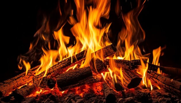 Vibrant Fire with Logs Burning