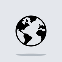 Globe icon vector. Earth sign symbol vector. Planet vector icon illustration isolated on gray background