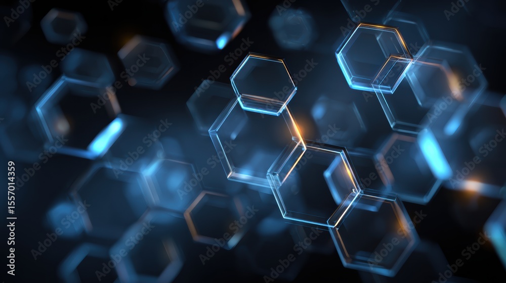 Poster abstract background with glowing hexagons creating a dynamic and futuristic mood for various project
