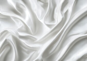 White linen satin fabric texture top view folds wavy lines minimalist surface for luxury packaging design, fashion branding backgrounds

